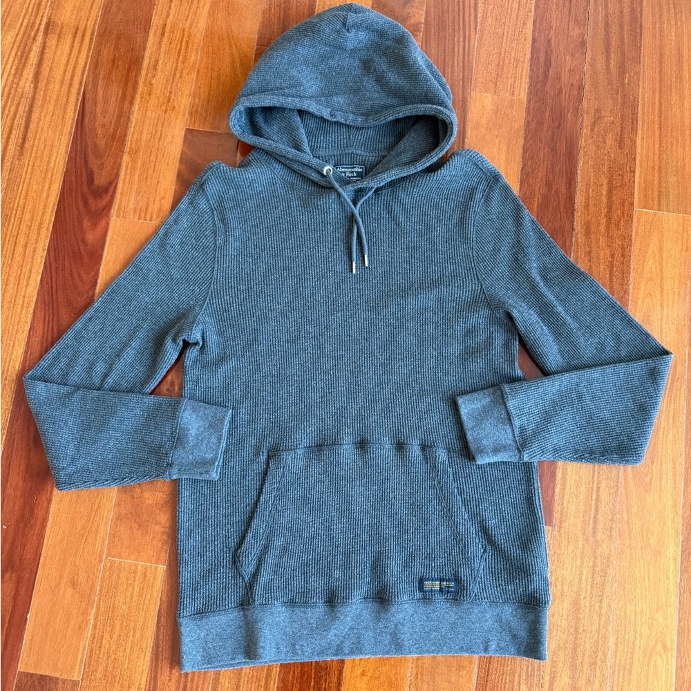A&F Abercrombie & Fitch Men's  waffle Gray Hoodie Sweater Sweatshirt Size M